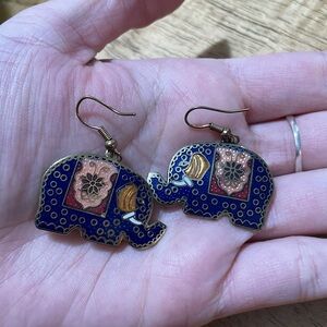 Multicolored boho free people Anthropologie inspired elephant drop earrings